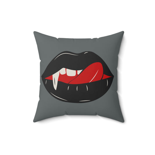 Vampire Lip Square Pillow, Halloween Decor, Gothic Home Accessory, Spooky Throw Pillow, Unique Gift