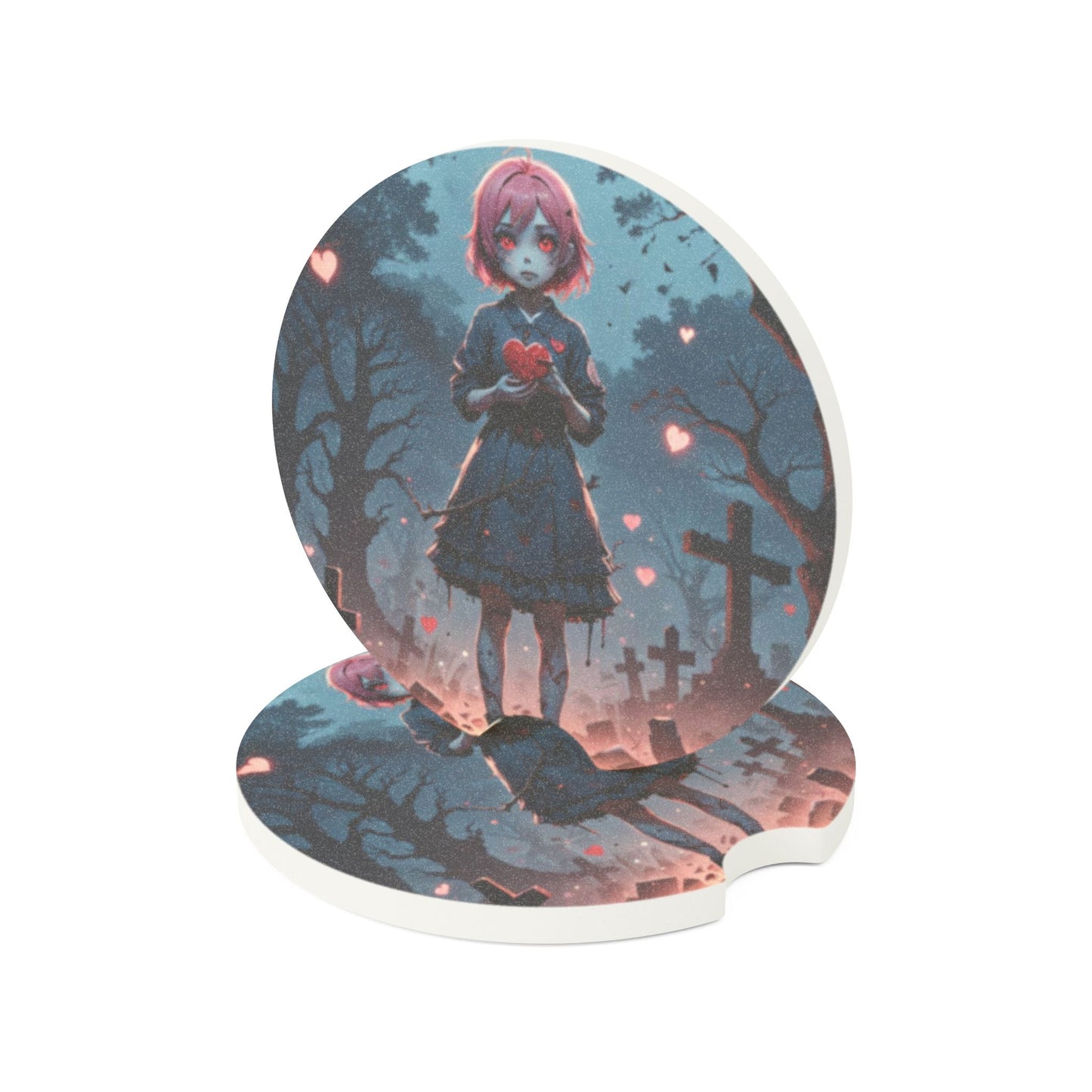 Gothic Soapstone Car Coaster, Dark Fantasy Coaster, Automotive Décor, Novelty Gift, Spooky Car Accessory, Halloween Gift Idea, Anime