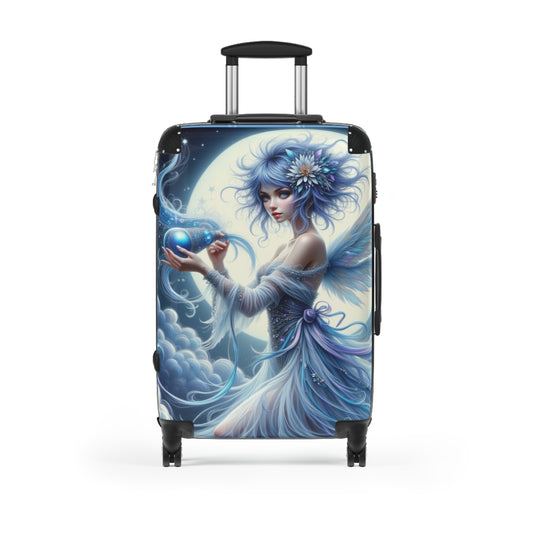 Aquarius, Fairy Tale Suitcase with Wings, Travel Bag, Carry-On Luggage, Magical Art Design, Unique Gift for Adventurers, Astrology Signs