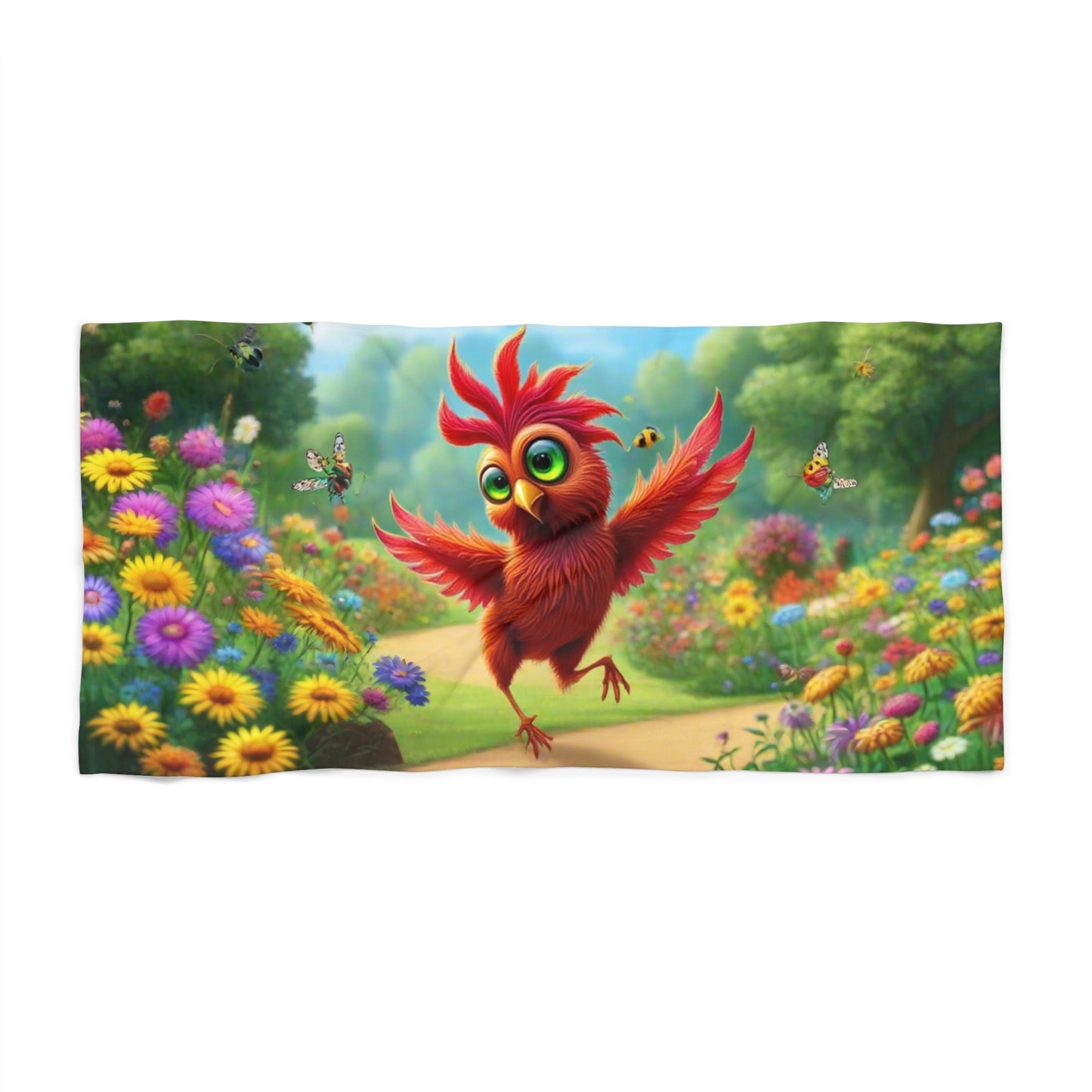 Vibrant Beach Towel featuring Whimsical Bird Design, Perfect for Summer, Pool Parties, Picnics, Gifts, Beach Trips, Fun Decor, Cute Chicken