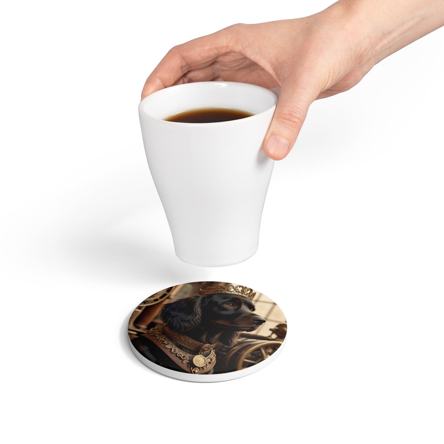 Ceramic Coaster, Steampunk Dog Black Cocker Spaniel