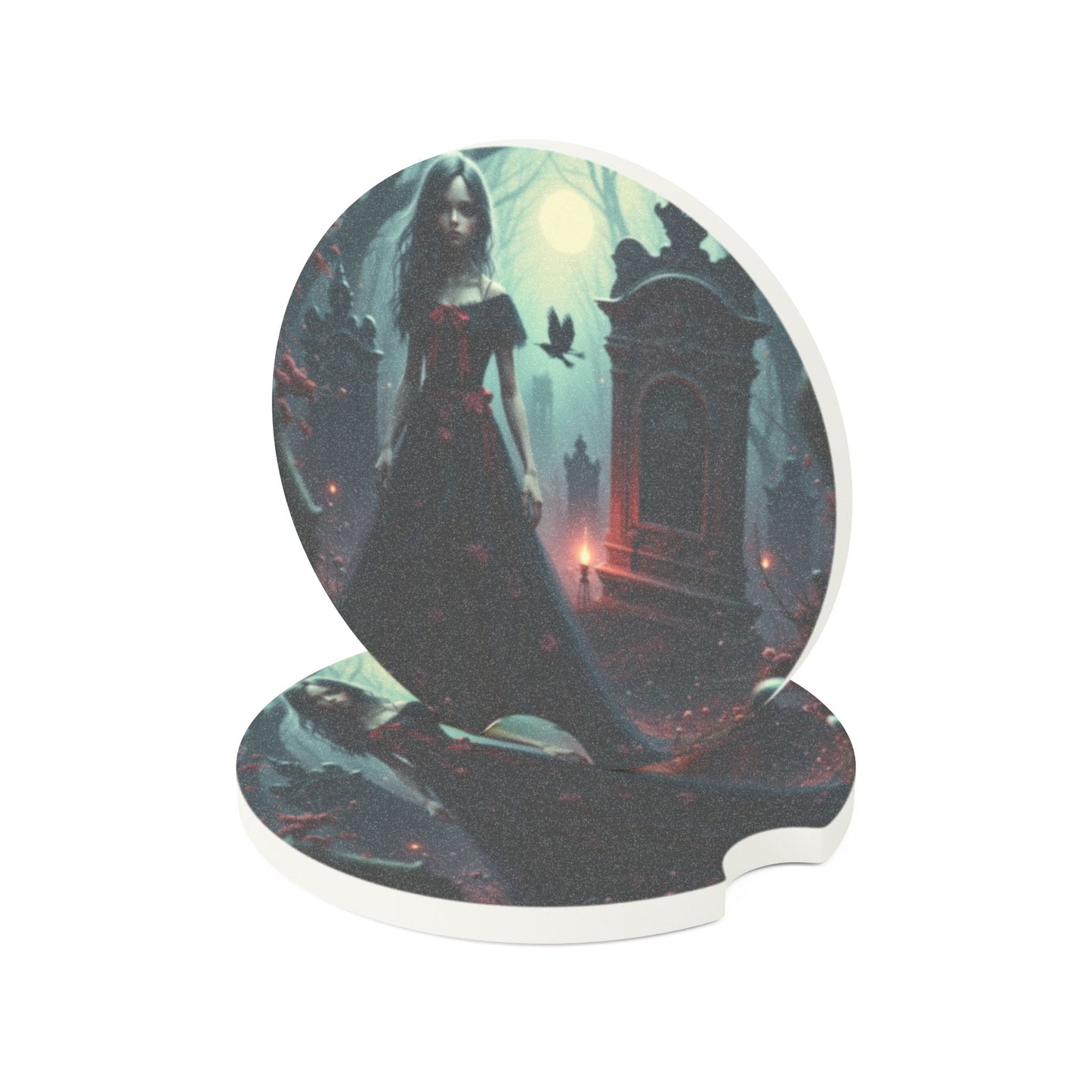 Gothic Soapstone Car Coasters | Unique Auto Decor | Halloween Gift, Car Accessories, Custom Drink Holder, Witchy Decor, Spooky Home Decor