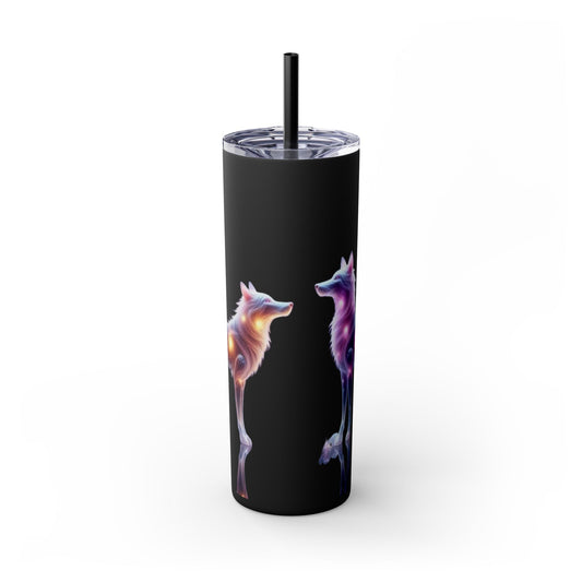 Sparkle Black Wolves, Timber Wolves, Crystal Wolves Tumbler with Straw, 20oz