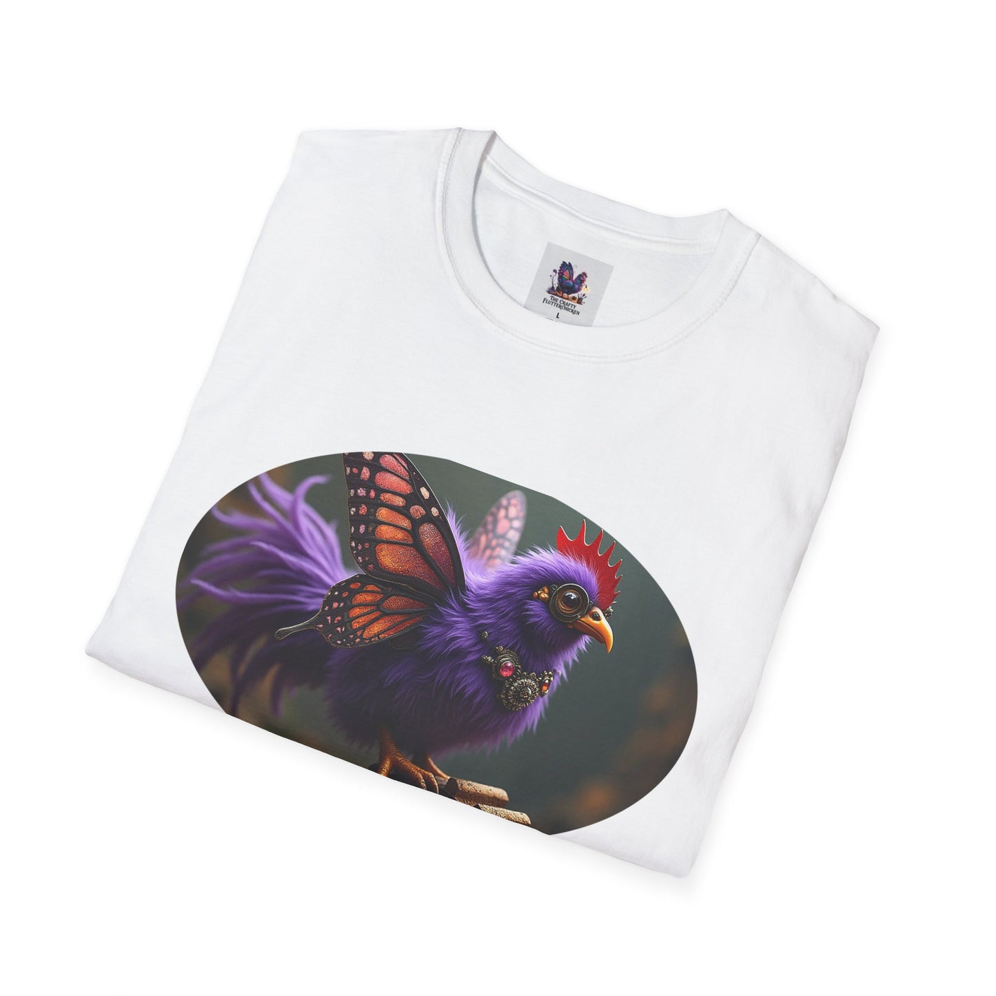 Colorful Purple Steampunk Chicken Unisex Soft style T-Shirt, Colorful Tee, Cute Graphic Shirt