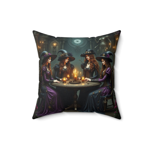 Halloween-Themed Spun Polyester Pillow, Witch Pillow, Spooky Decor, Gothic Home Accent, Witchcraft Decoration, Cozy Accent