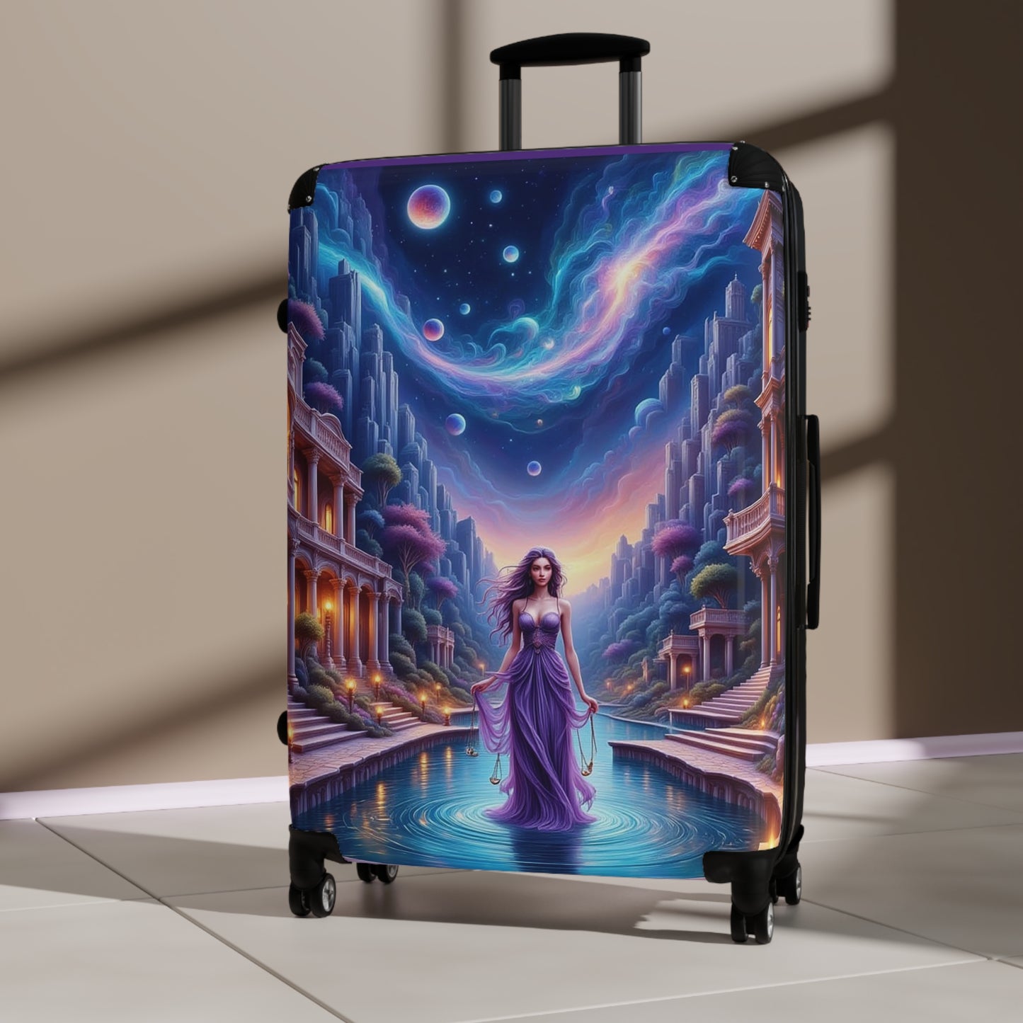 Astrology Signs Libra, Anime, Fantasy Travel Suitcase with Ethereal Design, Perfect for Adventurers, Dreamers, and Mystical Souls, Artful Luggage, Gift for Travelers
