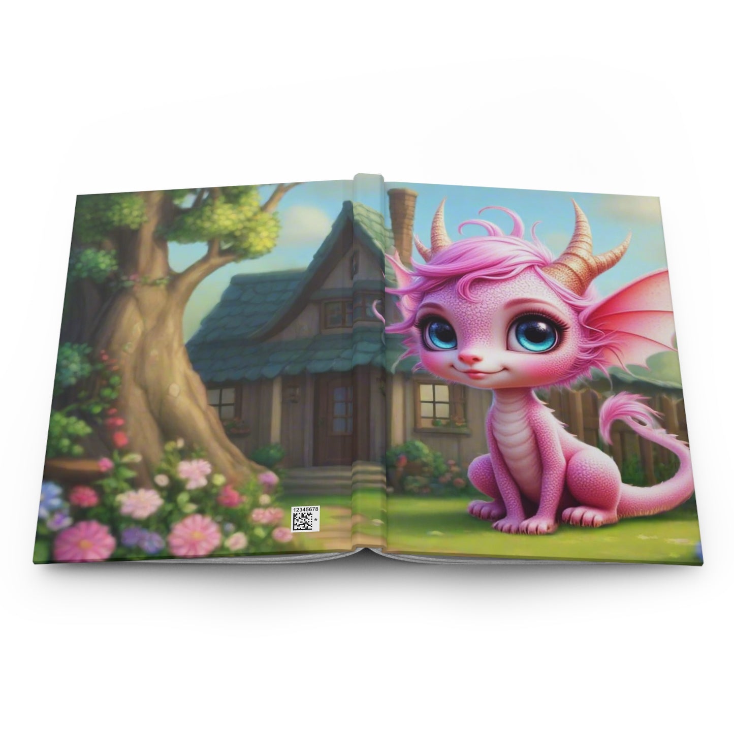 Whimsical Pink Dragon Hardcover Journal, Cute Dragon Diary, Fantasy Journal, Gift for Kids, Dreamy Notebook, Creative Writing