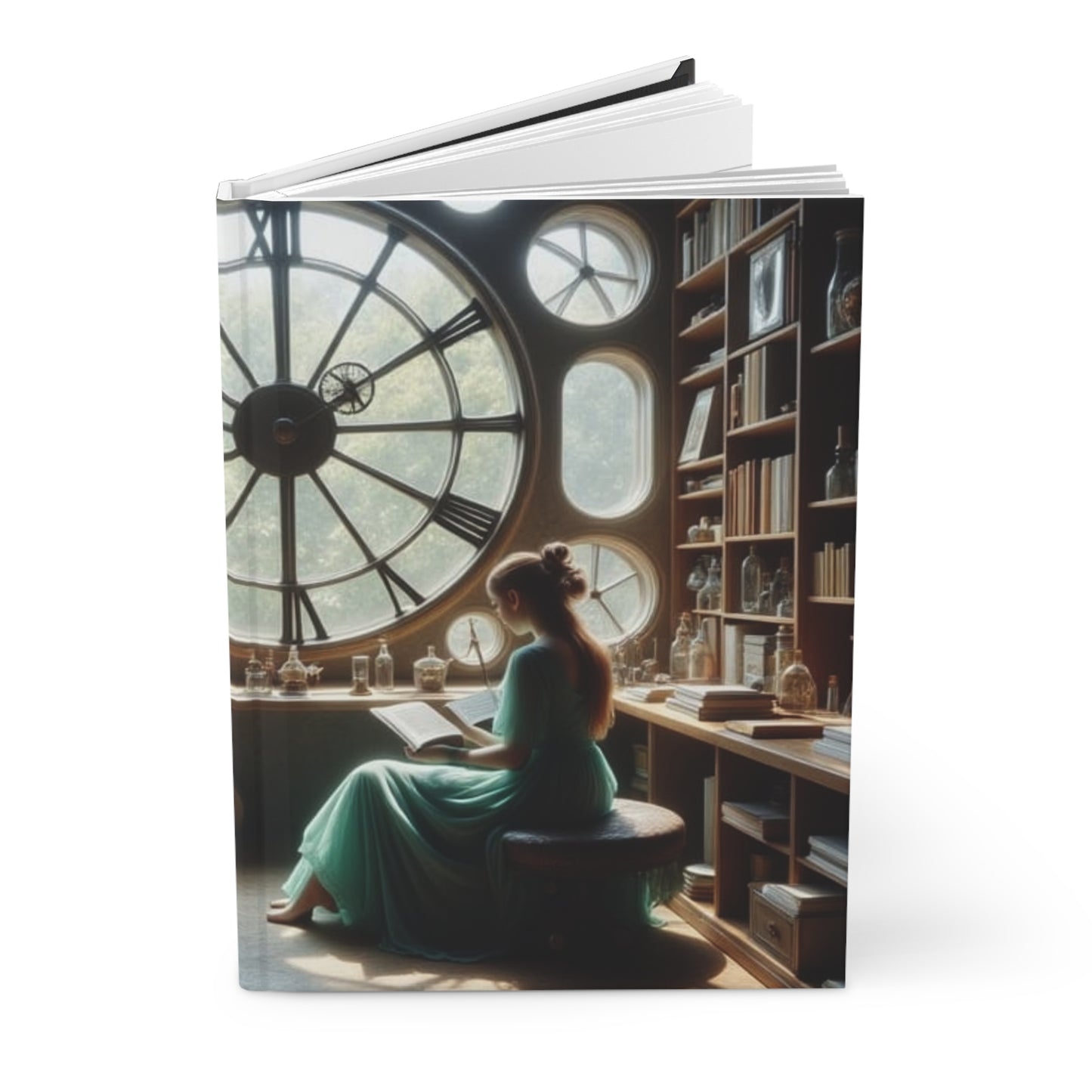 Whimsical Hardcover Journal for Dreamers, Vintage Writing Notebook, Perfect for Gift, Artsy Inspiration, Cat Lover’s Diary, Steampunk Design
