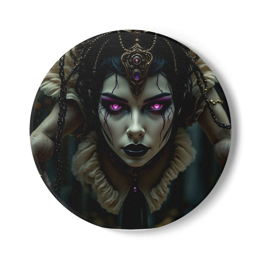 Gothic Fantasy Ceramic Coaster, Unique Decor, Artsy Drinkware, Witchy Home Accent, Perfect Gift for Halloween, Dark Aesthetic