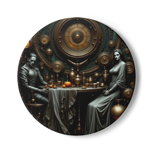 Vintage-Inspired Halloween Ceramic Coaster Set, The Munsters theme, Steampunk Drink Coasters, Home Decor, Wedding Gift, Bar Accessory, Housewarming Gift