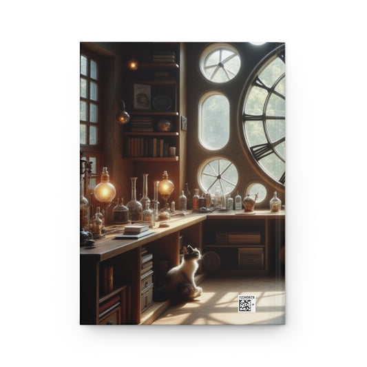 Whimsical Hardcover Journal for Dreamers, Vintage Writing Notebook, Perfect for Gift, Artsy Inspiration, Cat Lover’s Diary, Steampunk Design