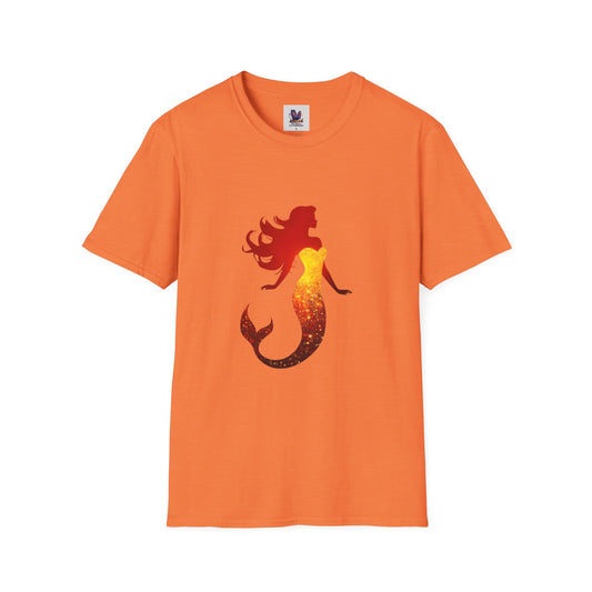 Colorful Orange Mermaid Art Unisex Soft style T-Shirt, Colorful Tee, Cute Graphic Shirt