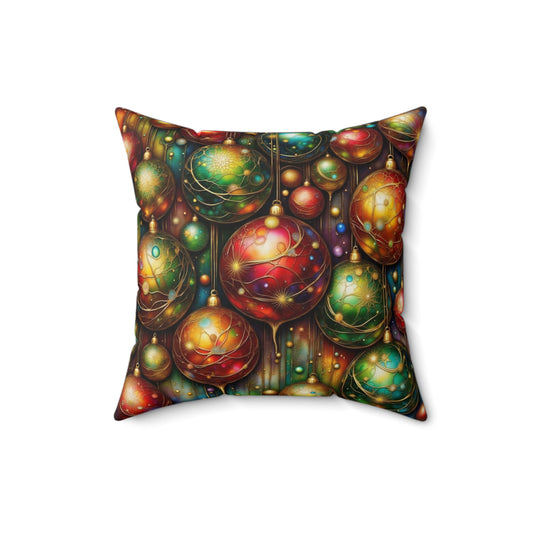 Festive Holiday Decorative Pillow, Christmas Pillow Cover, Cozy Home Accent, Colorful Ornaments Cushion, Seasonal Decor