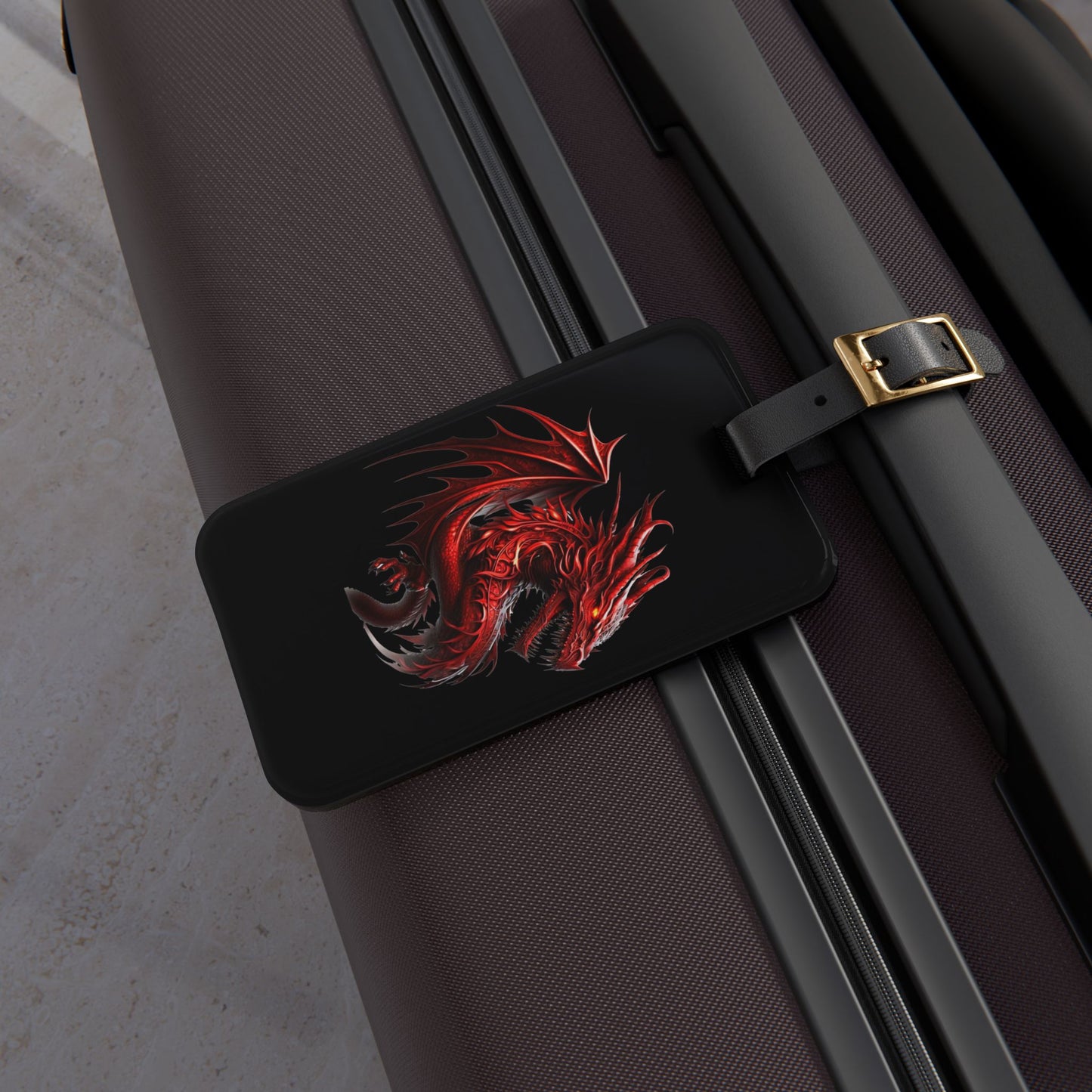 Red Dragon Luggage Tag, Fantasy Travel Accessory, Personalized Baggage Tag, Dragon Lover Gift, Unique Gift for Travelers