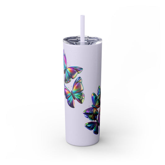 Purple Butterfly Swarm Tumbler with Straw, 20oz