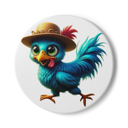 Ceramic Coaster, Chicken Periwinkle, Unique Designs, Gift Ideas