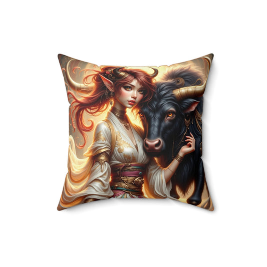 Zodiac Taurus, Bohemian Tarot-Inspired Decorative Pillow | Perfect for Home, Gifts, Festivals, and Cozy Spaces, Astrology Decor, Boho Accent