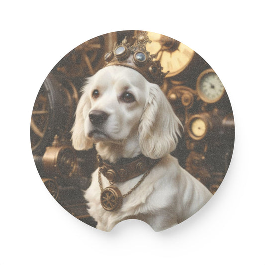 Steampunk Dog Soapstone Car Coaster - Perfect Gift for Pet Lovers, Dog Owners, Unique Car Accessory, Novelty Gift, Home Decor