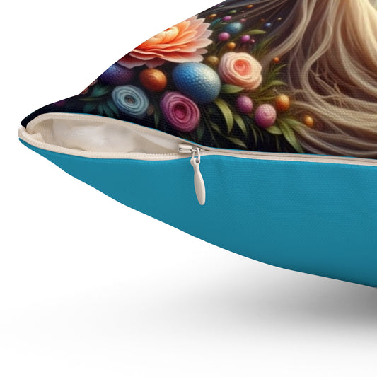 Zodiac Aries, Bohemian Floral Square Pillow, Cozy Home Decor, Gift for Her, Astrology Decorative Cushion, Relaxing Bedroom Accent