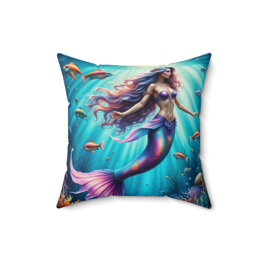 Mermaid Aqua Decorative Pillow, Beach Decor, Nautical Home Accent, Unique Gift for Ocean Lovers, Coastal Living