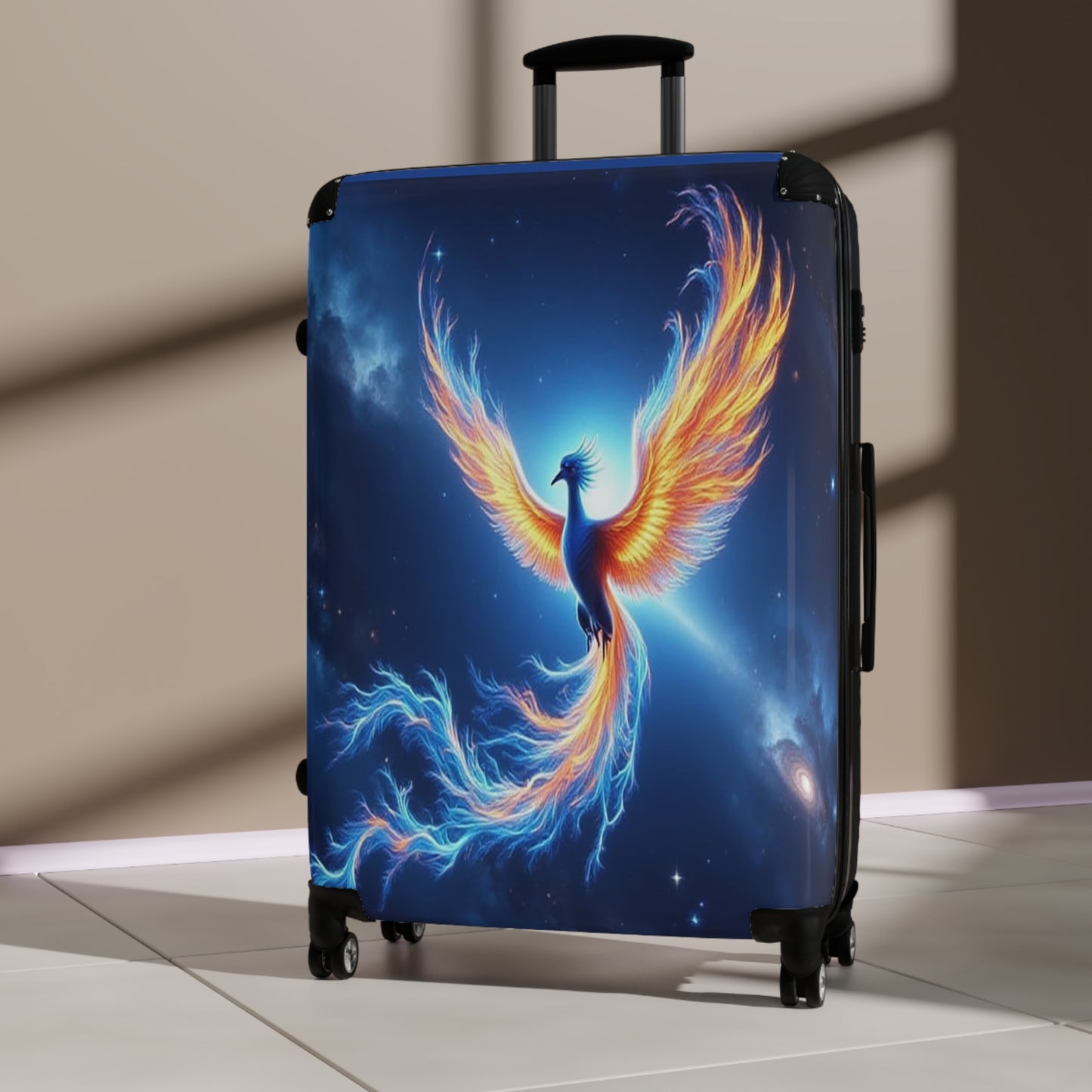 Celestial Phoenix Design Suitcase, Travel Luggage with Unique Art, Gift for Travelers, Stylish Carry-On, Carry-on Bag