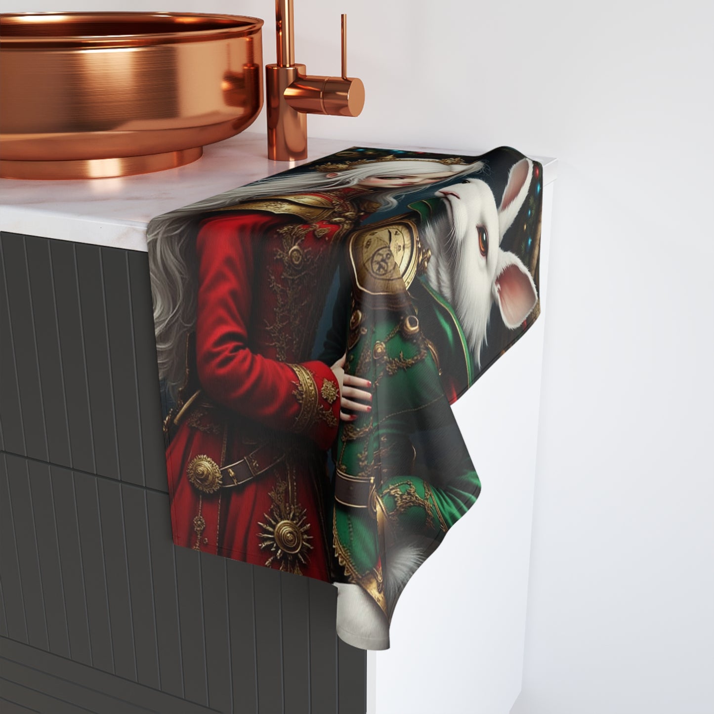 Fairytale-Themed Hand Towel, Alice in Wonderland Decor, Fantasy Kitchen Towel, Christmas Gift, Whimsical Bathroom Accessory