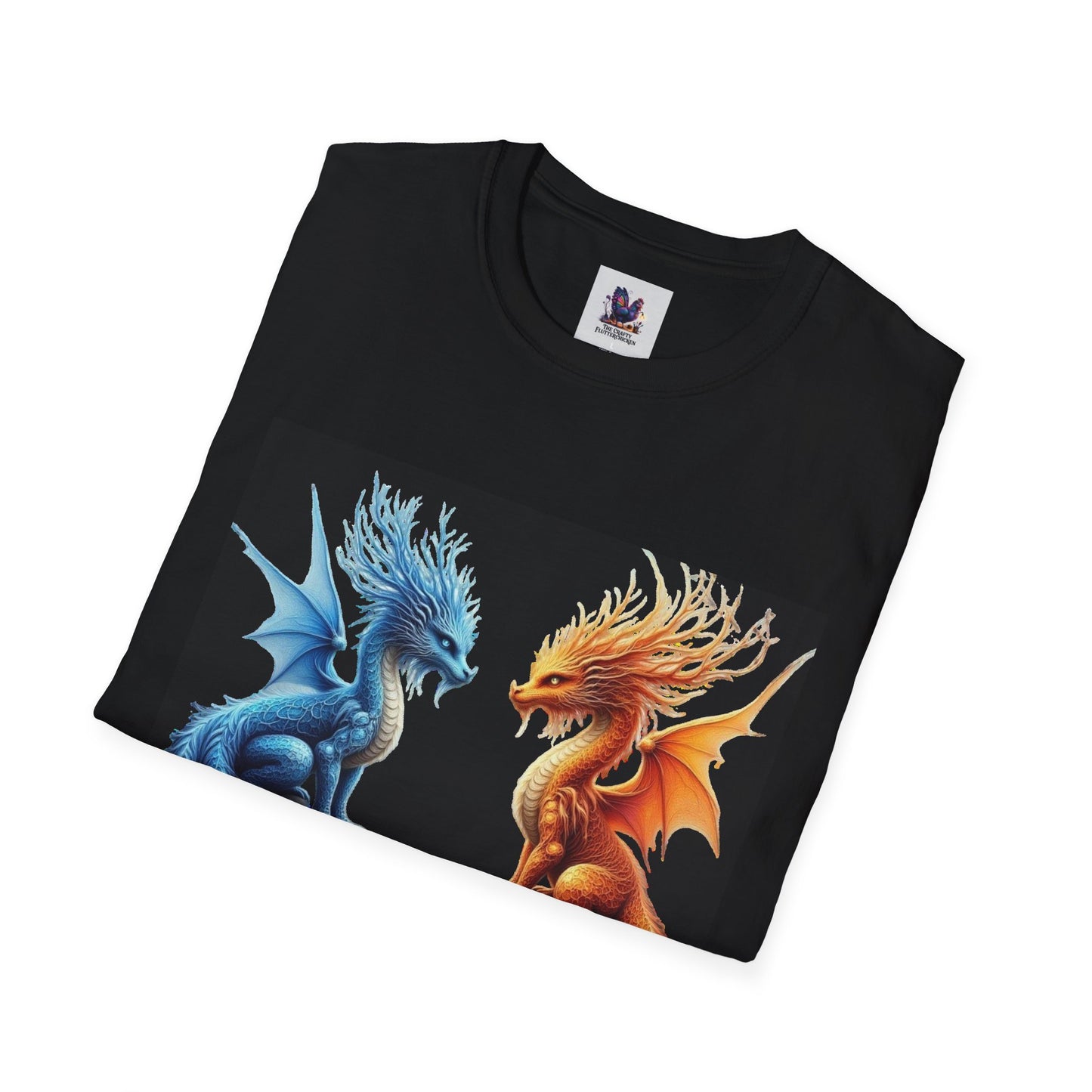 Colorful Ice Dragon & Fire Dragon Unisex Soft style T-Shirt, Colorful Tee, Cute Graphic Shirt