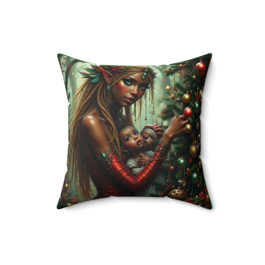 Christmas Elf Square Pillow, Cozy Holiday Pillow, Festive Home Decor, Gift for Her, Winter Decoration, Dreamy Pillow for Christmas
