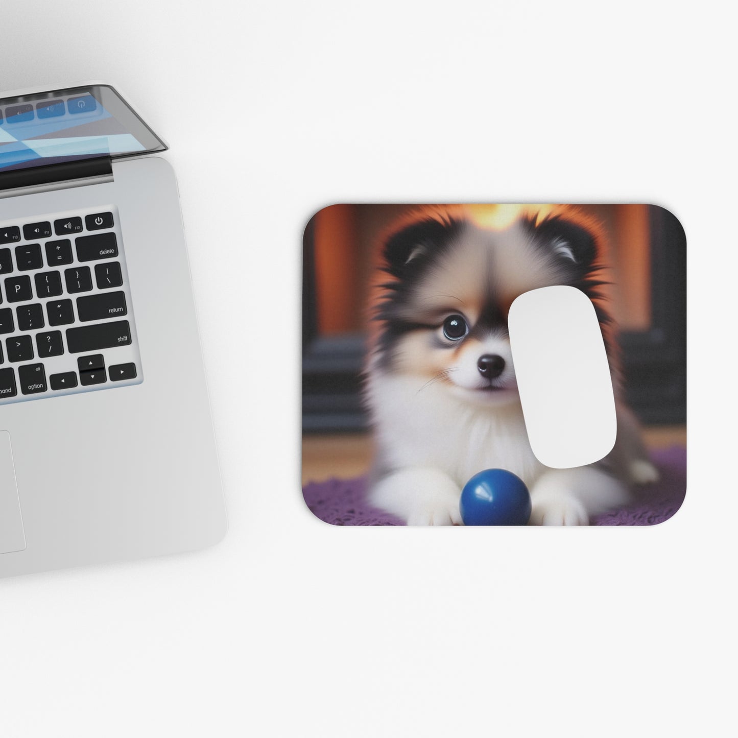 Adorable Dog Mouse Pad, Cute Pet Gift, Home Office Decor, Pomeranian Mouse Pad, Animal Lovers Desk Accessories