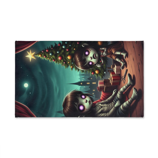 Whimsical Holiday Hand Towel | Spooky Kitchen Decor, Holiday Home Decoration, Ghoulish Ornament, Zombie Christmas