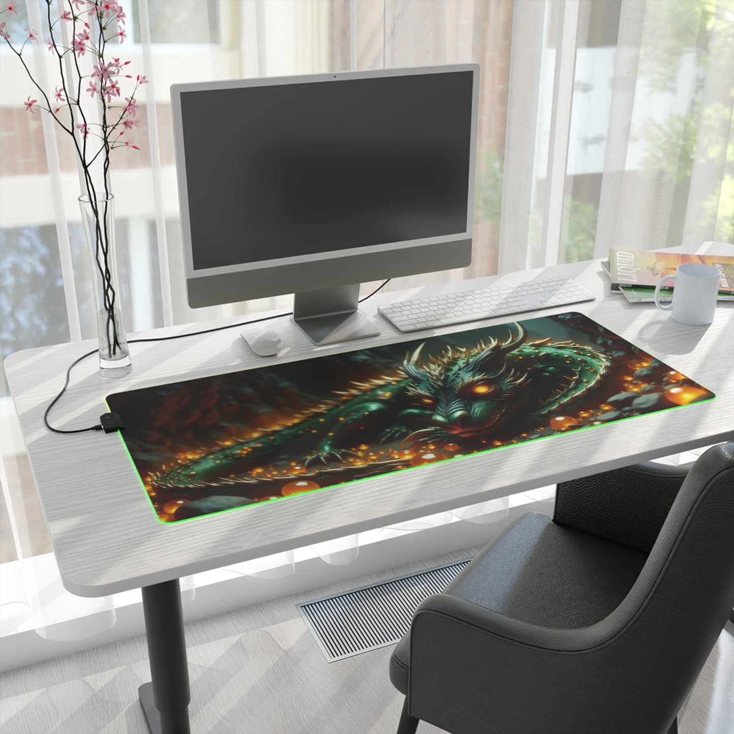 LED Dragon Gaming Mouse Pad, Illuminated Desk Mat, Gamer Accessories, Fantasy Decor, RGB Mouse Pad