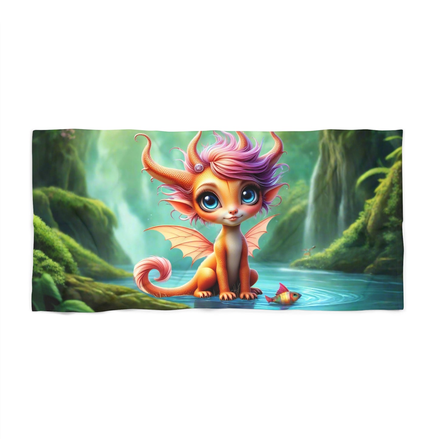 Whimsical Dragon Kid's Beach Towel, Fairy Tale Beach Blanket, Fun Poolside Towel, Summer Adventure Gift, Unique Child's Towels