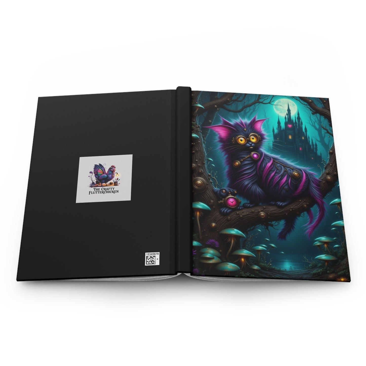 Mystical Cat Hardcover Journal, Spooky Notebook for Cat Lovers, Gift for Halloween, Journal for Writing & Sketching