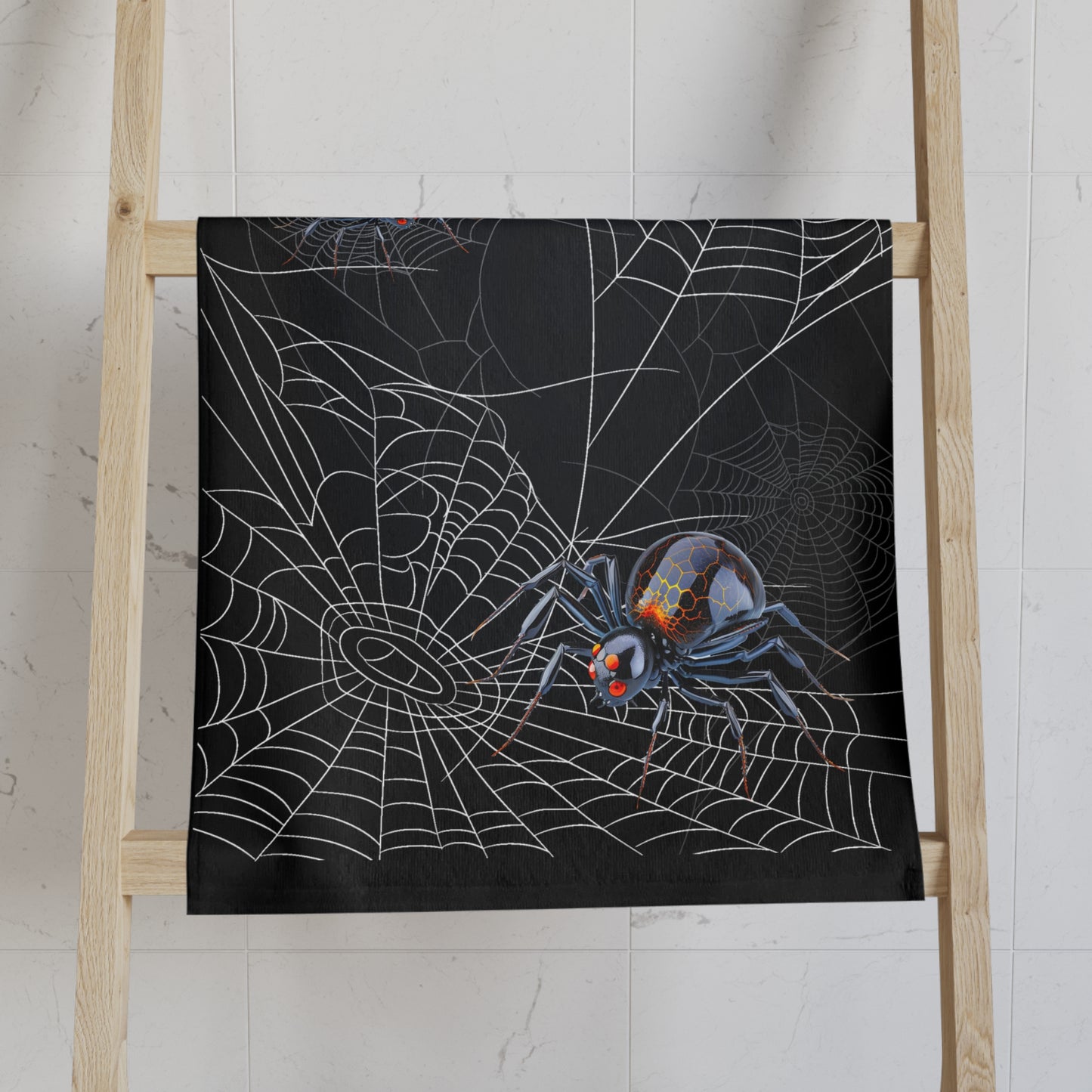 Spooky Spider Web Hand Towel | Halloween Decor, Kitchen Towel, Bathroom Accessory, Gothic Homeware, Gift for Spider Lovers