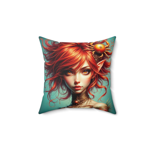 Zodiac Cancer, Whimsical Art Pillow, Decorative Throw Pillow with Fantasy Design, Boho Home Decor, Gift for Art Lovers, Unique Accent Cushion