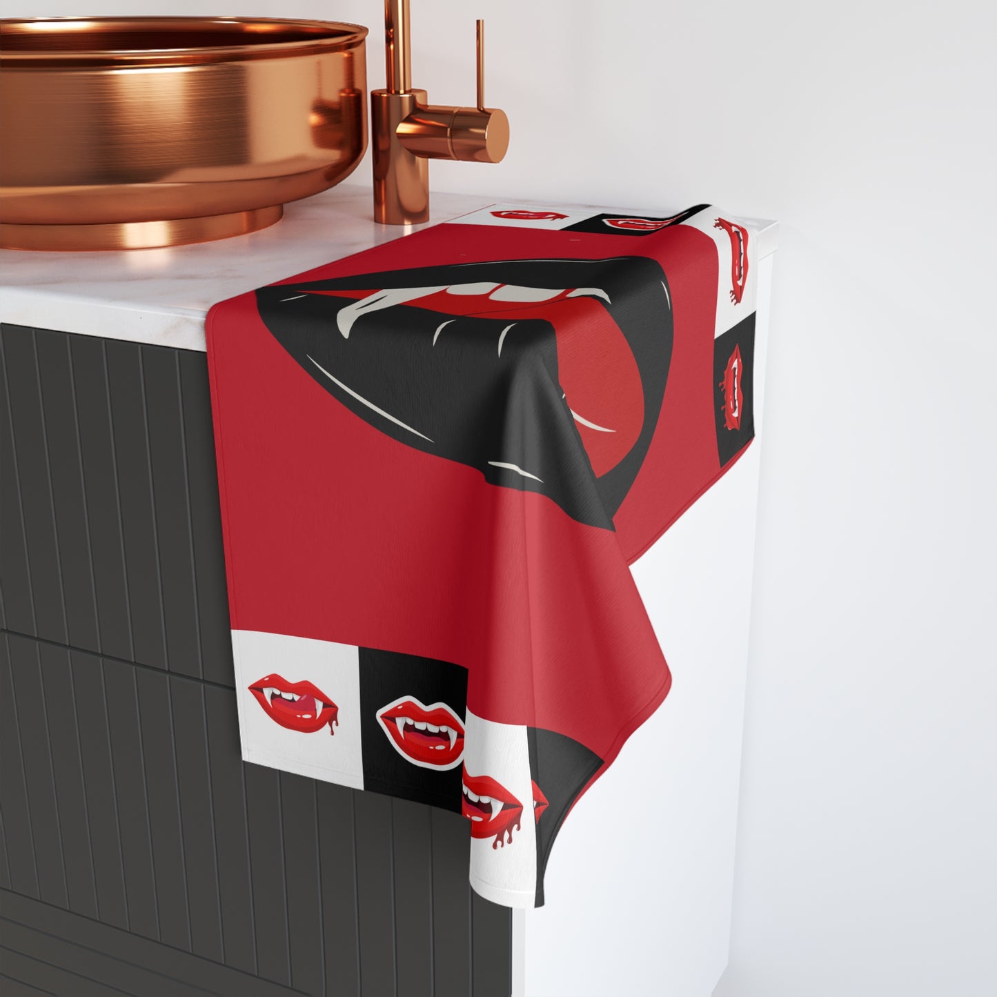 Glamorous Vampire Hand Towel | Gothic Decor, Kitchen Accessory, Unique Gift, Halloween, Makeup Towel