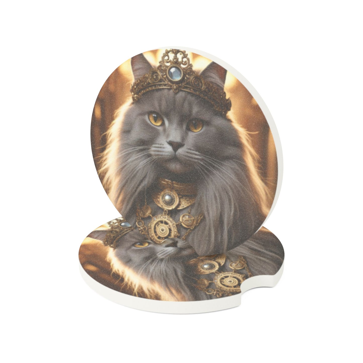 Majestic Cat Car Coaster - Stylish Soapstone Coaster for Pet Lovers, Cute Car Accessory, Gifts for Cat Lovers, Unique Home Decor