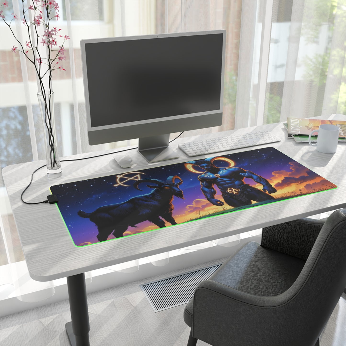 LED Gaming Mouse Pad with Mystic Design, Gamer Accessories, Desk Decor, Computer Gaming Gift, LED Illumination