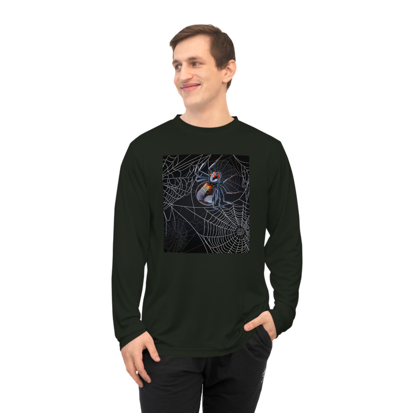 Spider Web Performance Long Sleeve Shirt, Unisex Workout Shirt, Halloween Activewear, Gift for Athletes, Outdoor Sports Top