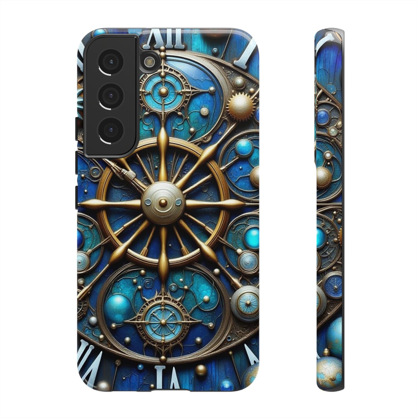 Stylish Phone Cases for Adventurers, Unique Phone Cover, Gift for Friends, Gold and Blue Steampunk Design, Tough Protective Case, Artistic [...]