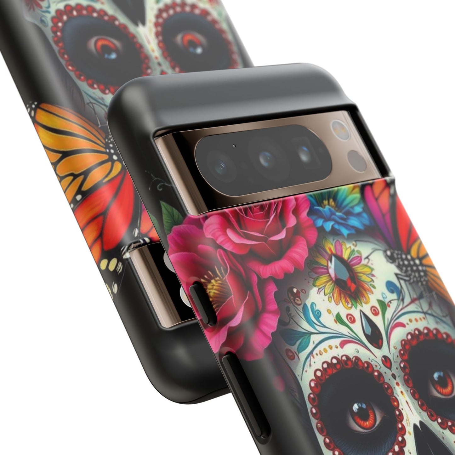 Colorful Sugar Skull Phone Case, Day of the Dead Case, Floral Phone Cover, Flower Skull Design, Edgy Phone Accessory