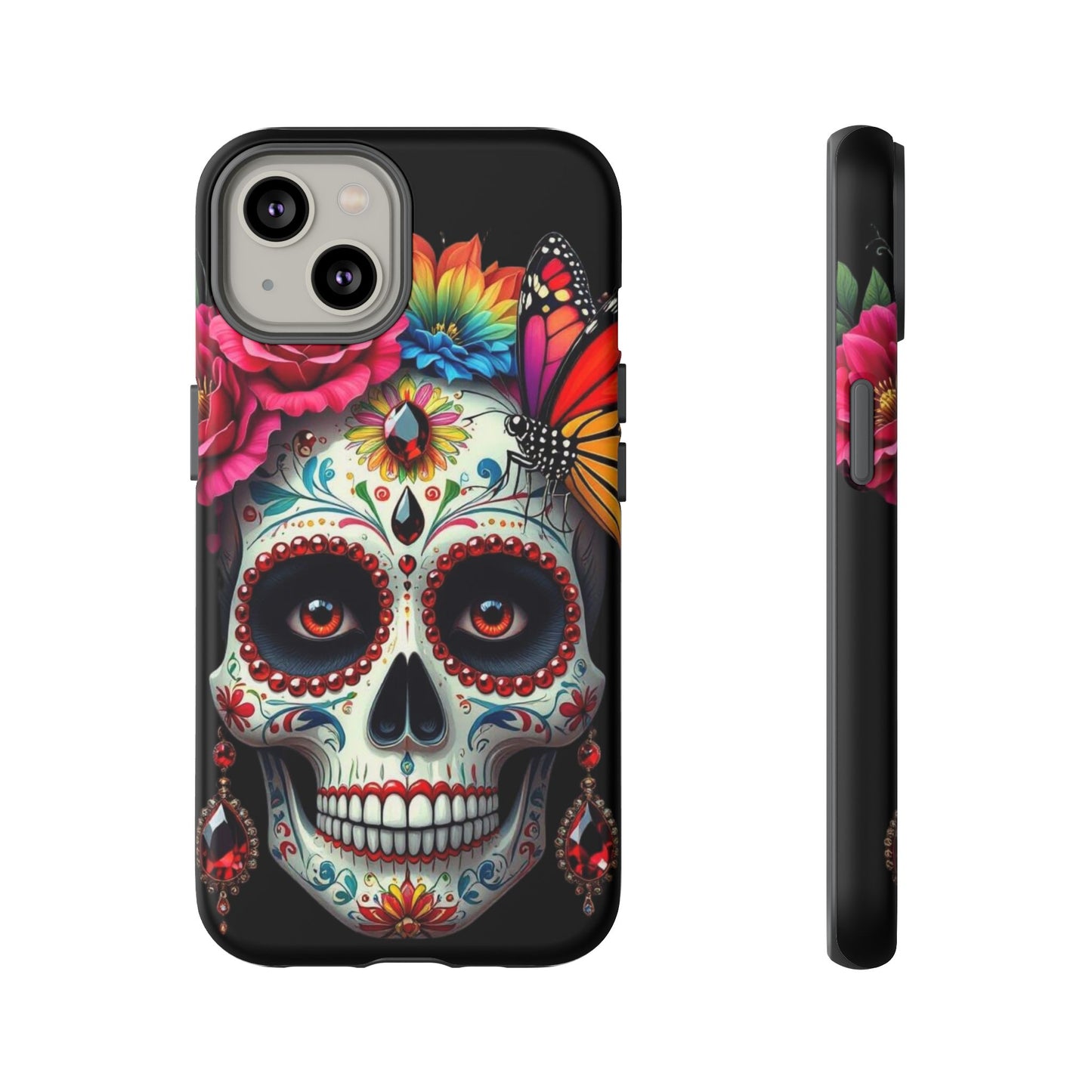 Colorful Sugar Skull Phone Case, Day of the Dead Case, Floral Phone Cover, Flower Skull Design, Edgy Phone Accessory