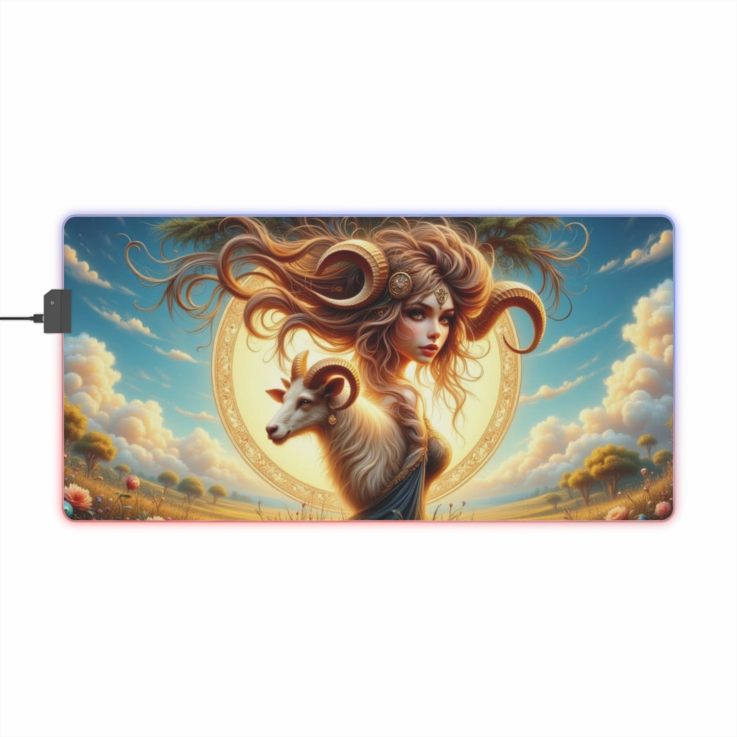 LED Gaming Mouse Pad with Celestial Design, RGB Gaming Mat, Gamer Gift, Desk Decor, Cyberpunk Style, Unique Gaming Accessories