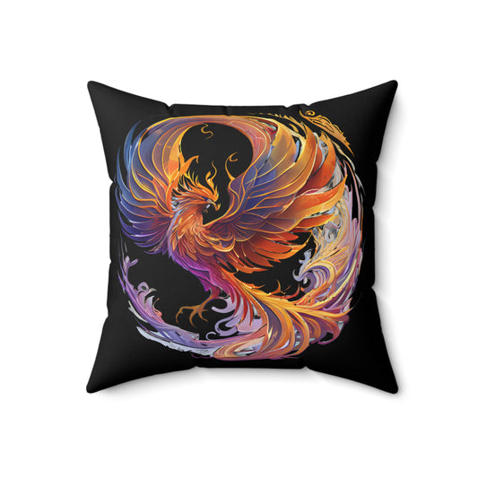 Vibrant Phoenix Throw Pillow, Boho Cushion, Home Decor, Gift for Him, Unique Art, Living Room Accent