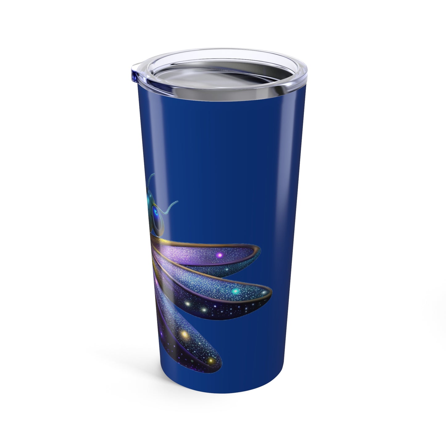 Galactic Dragonfly Tumbler | 20oz Stainless Steel Travel Mug, Cosmic Drinkware, Gift for Nature Lovers, Colorful Insulated Cup