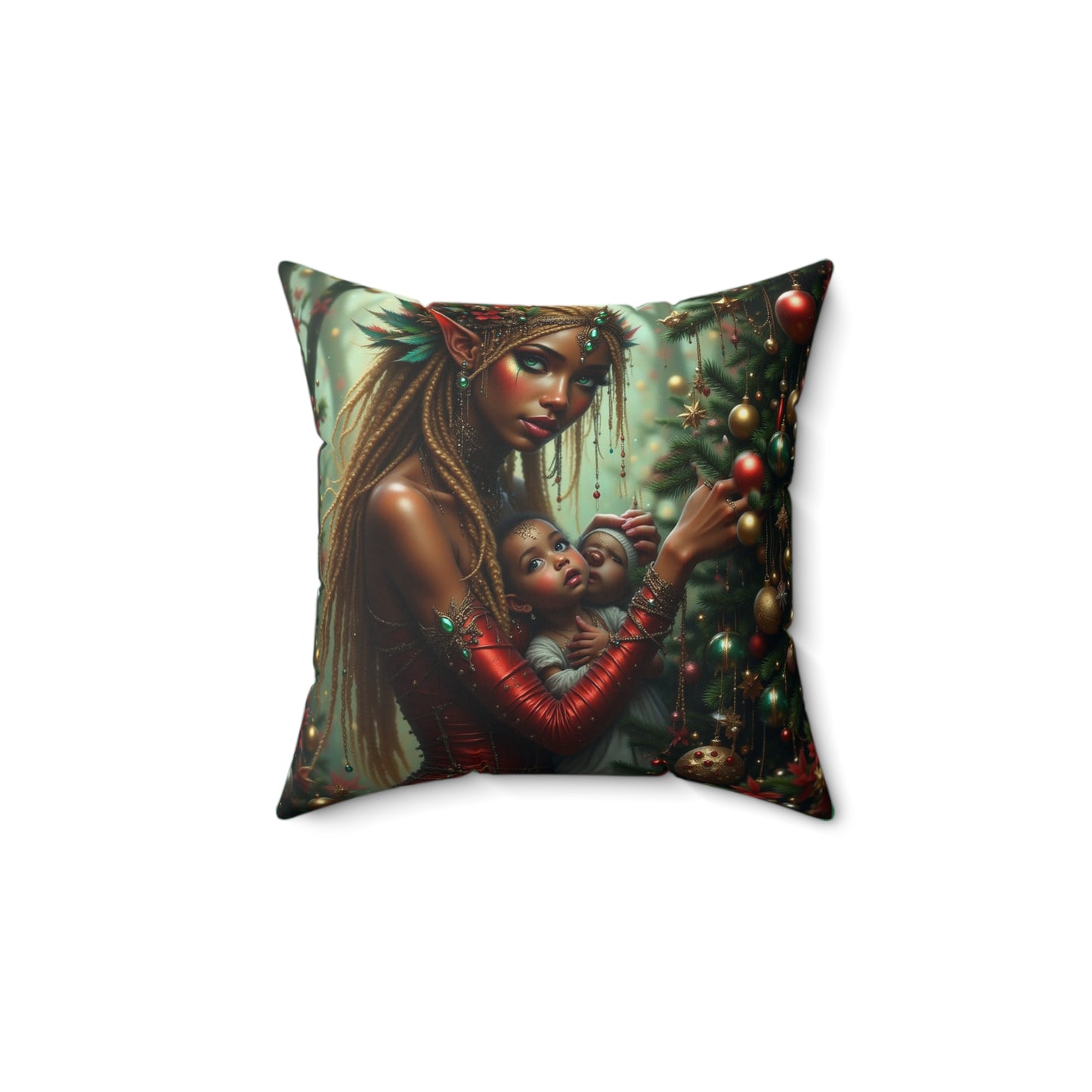 Christmas Elf Square Pillow, Cozy Holiday Pillow, Festive Home Decor, Gift for Her, Winter Decoration, Dreamy Pillow for Christmas