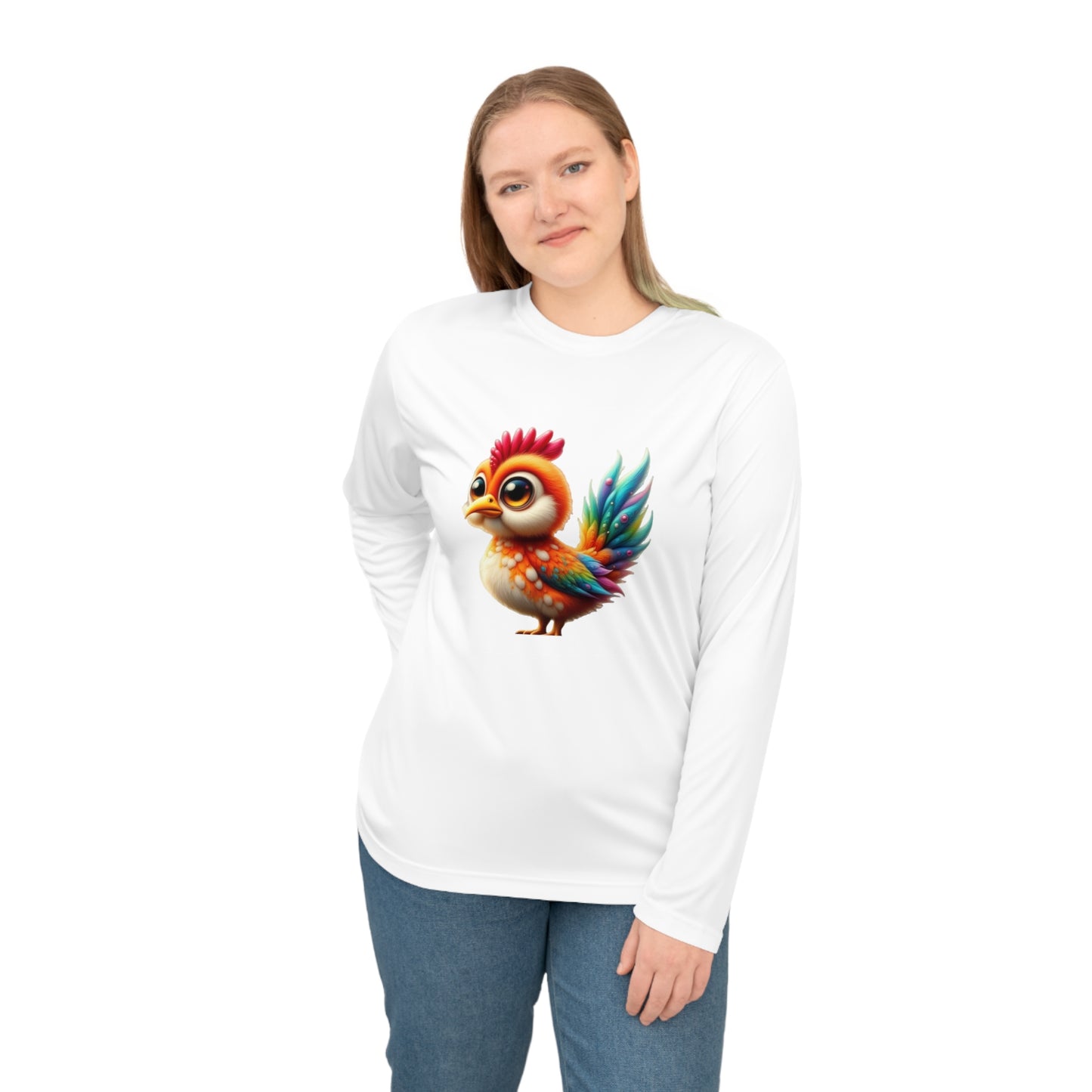 Vibrant Rooster Long Sleeve Shirt, Colorful Animal Tee, Unisex Activewear, Unique Gift for Bird Lovers, Outdoor Funwear, Festival Apparel