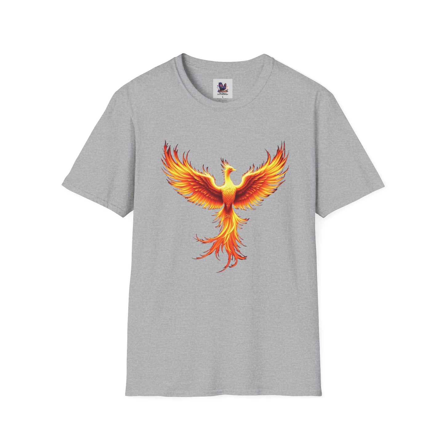 Colorful Phoenix Art Unisex Softstyle T-Shirt, Colorful Tee, Nature-Inspired Apparel, Cute Graphic Shirt