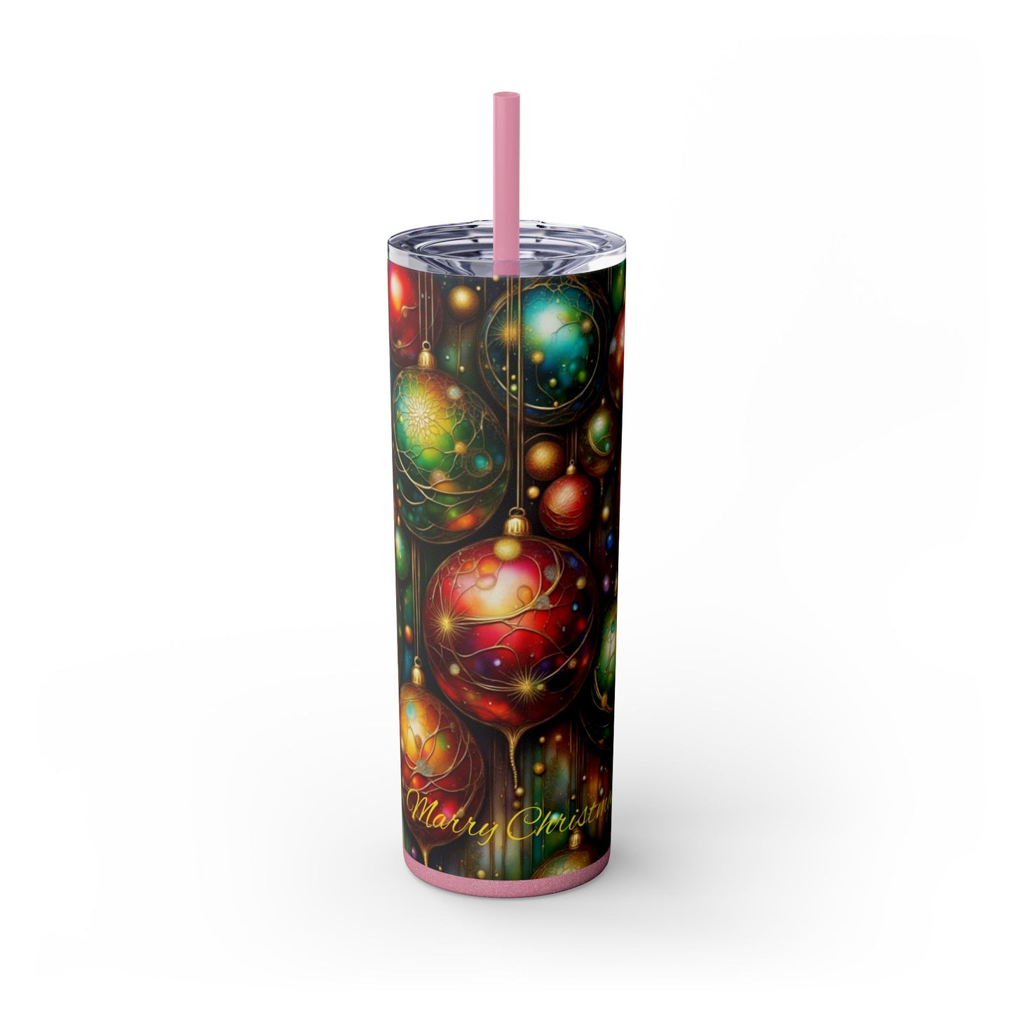 Colorful Holiday Skinny Tumbler, 20oz Christmas Drinkware, Festive Travel Mug, Gift for Him/Her, Party Essential, Reusable Eco-Friendly