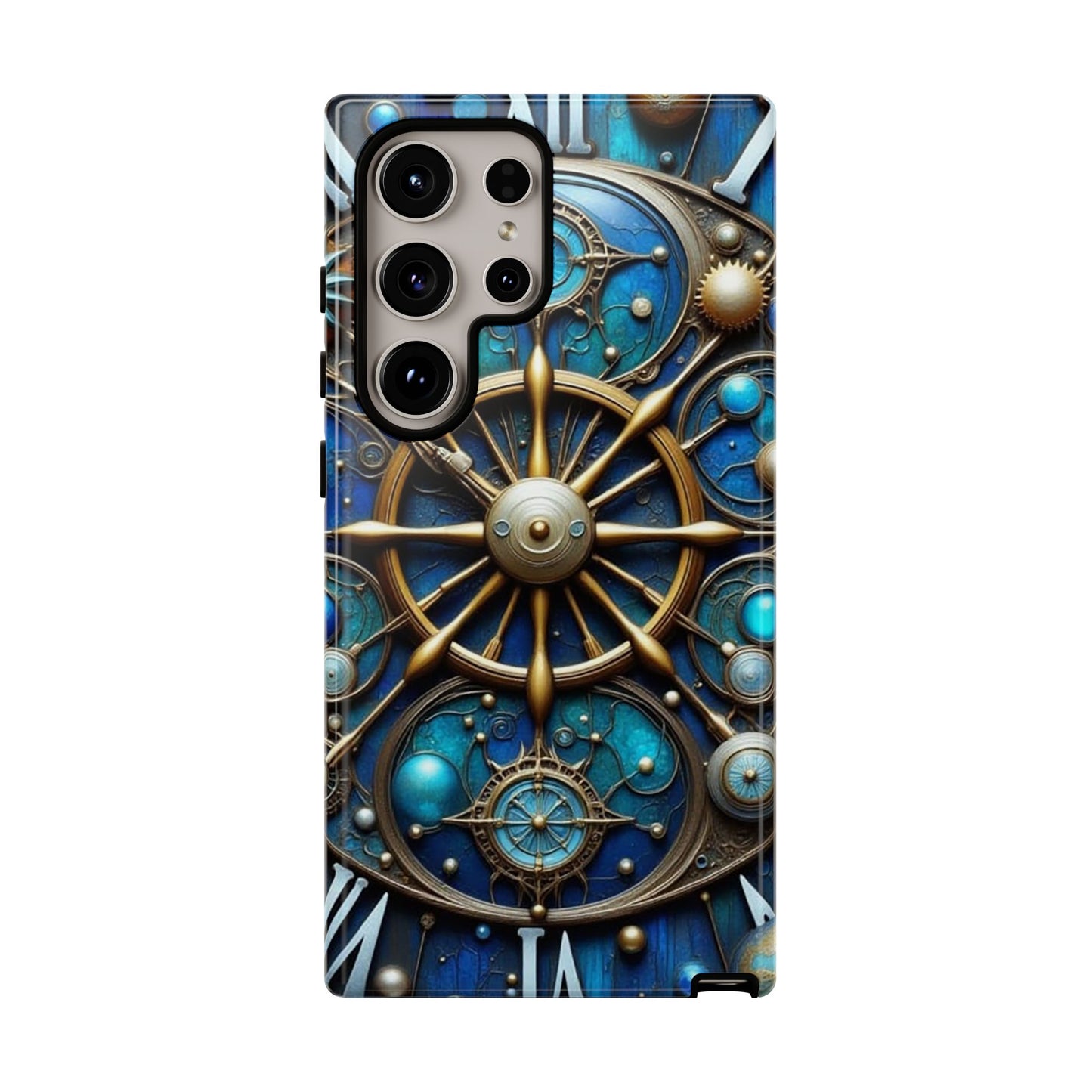 Stylish Phone Cases for Adventurers, Unique Phone Cover, Gift for Friends, Gold and Blue Steampunk Design, Tough Protective Case, Artistic [...]
